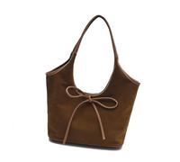 Sac à main tendance pour femme - Grande capacité - Épaule sous les bras - Nœuds d'école - Pour les trajets quotidiens - Joli nœud - Sac à main assorti à l'épaule, marron, One Size