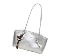 Sac à main tendance sous les bras avec compartiment spacieux et sangle souple pour les voyages essentiels style coréen, Argent, Beauté de masse