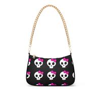 Sac à main tendance tendance avec motif crânes blancs et noirs pour femme