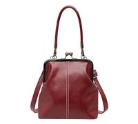 Sac à main texturé avec fermeture à fermeture baiser, en cuir synthétique, couleur unie, sac à bandoulière pour une utilisation quotidienne des voyages de travail, excursions, shopping, rouge