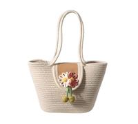 Sac à main tissé de style traditionnel, sac à main unique, excellent savoir-faire, Blanc cassé 2, Bohème