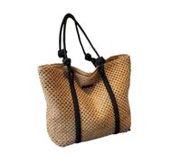 Sac à Main tissé for Femme, Sac de Plage Vacances, fourre-Tout décontracté, Sacs poignée supérieure, bandoulière Tendance(Khaki)