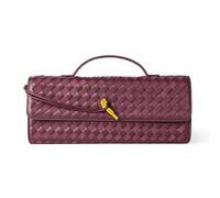 Sac à main tissé pour femme - Sac à main en cuir tissé - Sac à bandoulière en daim - Sac de soirée formel, Vin tissé