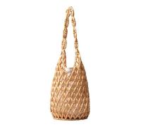 Sac à main tissé vintage pour femme avec perles tressées, sac fourre-tout bohème, sac fourre-tout rétro, sac d'été, sac de plage, sac à main en bois, sac à anse, pour voyage, vacances, plage