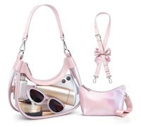 Sac à main transparent avec sangle réglable et portefeuille pour femme, convient pour les concerts, les événements sportifs et les voyages, rose, 16.14x9.84x5.12inch