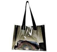 Sac à Main Transparent en PVC Grande Capacité Mode Cabas Bandoulière Sac de Toilette Travail Voyage Quotidien