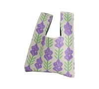 Sac à main tricoté à la mode avec couleurs contrastées, grande capacité et pochette élégante, sac portable pour garçons et filles, sac à main à fleurs, sac assorti au quotidien, sac de rue, beige, One
