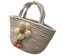Sac à main tricoté à la mode avec pompons vibrants Décor Sac fourre-tout pratique Sac à la mode Un must have pour les sacs à main pour les femmes, G, One Size