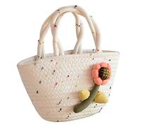 Sac à main tricoté à la mode avec pompons vibrants Décor Sac fourre-tout pratique Sac à la mode Un must have pour les sacs à main pour les femmes, F, One Size