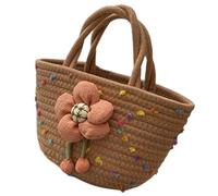 Sac à main tricoté à la mode avec pompons vibrants Décor Sac fourre-tout pratique Sac à la mode Un must have pour les sacs à main pour les femmes, Nihua Sac Kaki Colo, One Size