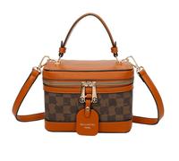 Gallantry, Vanity sac femme à carreaux avec poignée dure, marron