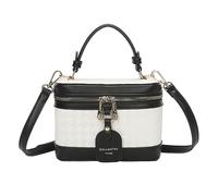 Sac à Main Vanity pour Femme Motif Pied-de-Poule avec Anse Rigide Gallantry Blanc / Noir Noir
