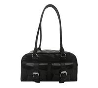 Sac à main vintage en cuir synthétique de grande capacité avec coussin Boston pour voyage, shopping, travail, Noir , Large