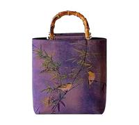Sac à main vintage en forme de bambou avec poignée sur le dessus pour femme, violet