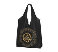 Sac à main vintage Polyédrique D20 dés Monogramme Bronze Tabletop RPG Portable Fourre-tout Sacs à provisions Réutilisable Épicerie Sac à bandoulière Loisirs Cadeaux de vacances en plein air