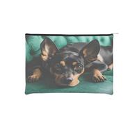 Sac à maquillage réutilisable en papier imperméable et léger pour voyage, école et usage quotidien Motif teckel pour femmes, étudiants, écologistes, Noir , Taille unique