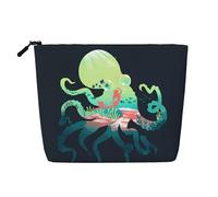 Sac à maquillage sous-marin Octopus imprimé monocouche imitation lin grande capacité porte-monnaie voyage et voyage d'affaires essentiel