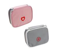 Sac à médicaments 2 pièces, trousse de premiers secours, organisateur carré, mini sac à médicaments à main, sac d'allaitement multi-compartiments, sac à médicaments de voyage pratique. (Rose, Gris)