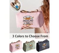 Sac à médicaments portable, boîte à médicaments compacte faisant également office de trousse de premiers soins, pochette cosmétique thématique avec motif de pilule, pratique pour le rangement des médi