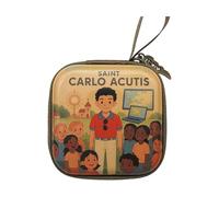 Sac à monnaie carré pratique sur le thème du dessin animé, compartiment à fermeture éclair, résistant à l'usure, taille compacte pour le transport quotidien et l'organisation, pochette carrée