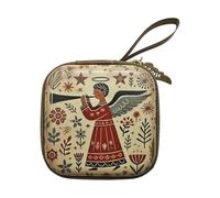 Sac à monnaie carré pratique sur le thème du dessin animé, compartiment à fermeture éclair, résistant à l'usure, taille compacte pour le transport quotidien et l'organisation, pochette carrée