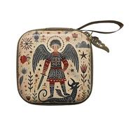 Sac à monnaie carré pratique sur le thème du dessin animé, fermeture éclair, compartiment sécurisé résistant à l'usure, taille compacte pour le transport quotidien et l'organisation porte-monnaie