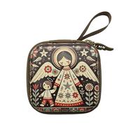 Sac à monnaie carré pratique sur le thème du dessin animé, fermeture éclair, compartiment sécurisé résistant à l'usure, taille compacte pour le transport quotidien et l'organisation porte-monnaie