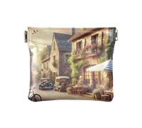Sac à monnaie pour femme, sac à main avec motif lapins mignons, fleurs, porte-monnaie, sac étanche pour voyage, rue rustique du village, one size, Rustique Village Street