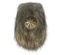 Sac à monnaie vintage en fourrure avec cordon de serrage et cordon de serrage - Sac banane médiéval en fourrure - Accessoire de costume - En cuir synthétique, Gris argenté, Taille unique, Beauté de