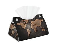 Sac à mouchoirs en cuir lisse, résistant à l'usure, imperméable, motif carte du monde rouille, boîte à mouchoirs décorative montée sur voiture, convient pour la maison et le travail.