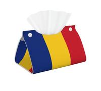Sac à mouchoirs long en cuir avec drapeau de la Roumanie, double face, imperméable et durable