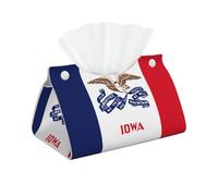 Sac à mouchoirs long en cuir avec drapeau de l'État de l'Iowa, double face, imperméable et durable