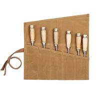 Sac à outils avec 6 compartiments en toile cirée - Pour burins, marteaux, jigs, couteaux à découper - Kaki