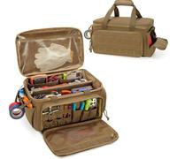 Sac à outils de 35,6 cm pour électriciens et artisans avec base rembourrée épaisse antidérapante - Sac de travail en polyester robuste pour bricolage, menuiserie, construction - Noir (kaki)