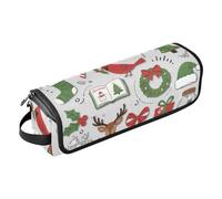 Sac à outils de coiffure pour femme et tapis résistant à la chaleur Motif collage d'éléments de Noël