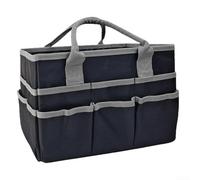 Sac à outils de jardin avec large ouverture sur le dessus et 10 poches extérieures | Sac fourre-tout en tissu Oxford pour jardinage | Enseignement | Rangement de salle de classe | Vert et noir | 33 x