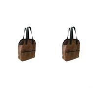 Sac à outils de jardin utilitaire en toile cirée, 3 poches intérieures avec bandes élastiques, 3 poches extérieures et œillet central sur le devant pour une utilisation de ficelle (2 pièces)