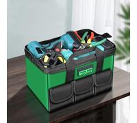 Sac à outils d'électricien en toile Oxford de 33 cm - Organiseur robuste résistant à l'usure et anti-chute pour clés, douilles et outils à main - STO multi-poches