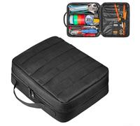 Sac à outils électrique professionnel 26 x 21 x 10 cm, organiseur en polyester renforcé avec couvercle supérieur et séparateur pour atelier noir