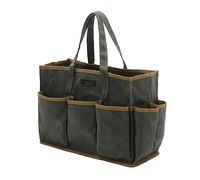 Sac à outils, en toile cirée, 16 oz, 1 grande capacité et 10 petites poches, robuste, accessible à plusieurs reprises, pour jardiniers, mécaniciens, artisans | Noir