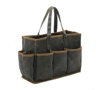 Sac à outils en toile cirée robuste avec 10 poches, résistant à l'eau, pochette d'électricien portable pour bricoleur Gea avec équipement d'aménagement paysager (vert)