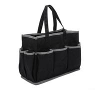 Sac à outils en toile cirée robuste avec 10 poches, résistant à l'eau, pochette d'électricien portable pour bricoleur Gea avec équipement d'aménagement paysager (noir)