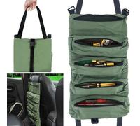 Sac à outils en toile pour clés à molettes, sac à outils multi-usages, sac à roulettes, sac à outils avec 5 poches zippées, pour artisan/électricien, vert