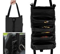 Sac à outils en toile pour clés à molettes, sac à outils multi-usages, sac à roulettes, sac à outils avec 5 poches zippées, artisan/électricien, noir
