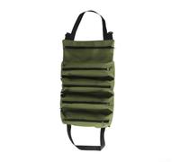 Sac à outils enroulable avec plusieurs poches pour pinces, clés, tournevis, pochette à outils en tissu Oxford 600D avec poignées et boucle de sécurité pour voiture ou atelier (vert)