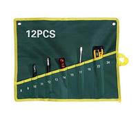 Sac à outils enroulable avec tendeur, Sac de rangement, Multi-poches, Organiseur en toile, Pince de serrage, Sac de rangement pour les ouvriers du bois (12 pièces)