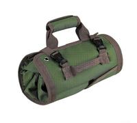 Sac à outils enroulable robuste en tissu Oxford avec 4 compartiments et 2 poches amovibles pour mécaniciens, bateaux, voitures et motos (vert)