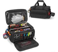 Sac à outils multifonction, large ouverture ouverte, sac à outils de 35,6 cm, sac fourre-tout de travail avec sangles élastiques, poches en maille et compartiment principal zippé