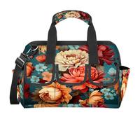 Sac à outils robuste en tapisserie florale chaude de 37,8 cm pour homme, sac de rangement d'outils de jardin à large ouverture avec bandoulière réglable, 14 poches, sac à outils pour la construction