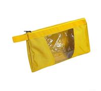 Sac à outils robuste en toile Oxford avec PVC translucide, grande pochette de rangement à fermeture éclair pour outils à main et accessoires, poignée de transport portable (jaune)